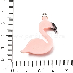 不透明樹脂ペンダント  フラミンゴチャーム  プラチナアイアンループ付き  ピンク  34x29.5x6.5mm  穴：2mm&nbsp;RE-CBA6A90-04P-01