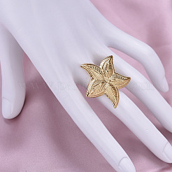 スタイリッシュな304ステンレススチールカフリング  男性と女性のための星のデザイン  ゴールドカラー  32mm  内径：17mm&nbsp;OB2101-2