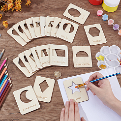 21 juego básico de plantillas de formas de madera para educación temprana&nbsp;DIY-WH0888-549