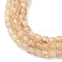 Нити бусин из натурального золота с рутилированным кварцем G-B142-C03-2x2mm