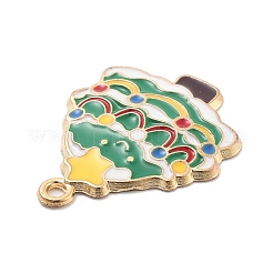 クリスマステーマ合金エナメルペンダント  ライトゴールド  クリスマスツリー  28x22x2mm  穴：1.8mm&nbsp;X-ENAM-D060-04F