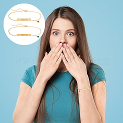 Браслет из прямоугольных звеньев из нержавеющей стали 304 с подвесками из камней DIY-UN0056-20