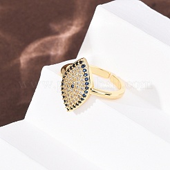 Латунные микропаве кубические цирконии манжеты открытые кольца для женщин&nbsp;RJEW-K264-09B-G