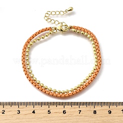 Браслеты из латунных бусин в два ряда BJEW-U040-02G-02