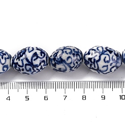 Fatti a mano perle di porcellana bianca e blu&nbsp;PORC-I027-16D