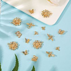 20個5スタイル真鍮ペンダント  混合図形  18KGP本金メッキ  8~20x8~17x2~4.5mm  穴：0.8~1.6mm  4個/スタイル&nbsp;KK-SZ0001-77