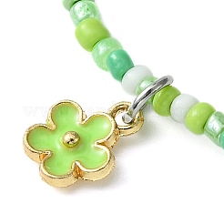 Braccialetto con ciondolo a forma di fiore in lega con catene di perline di vetro da donna&nbsp;BJEW-JB09681