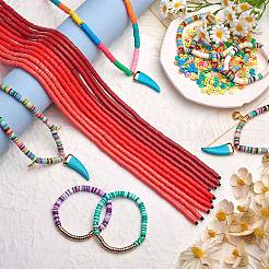 10 нить 3 цвета плоские круглые бусины ручной работы из полимерной глины&nbsp;CLAY-SZ0002-03B