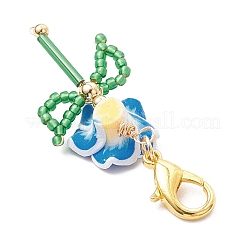 Подвеска из полимерной глины и стеклянных бусин «Плюмерия» HJEW-MZ00220