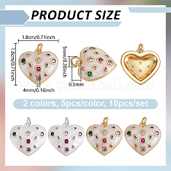 10 pz 2 colori ecologici in ottone micro pavé di ciondoli in zirconia cubica&nbsp;KK-GA0002-54