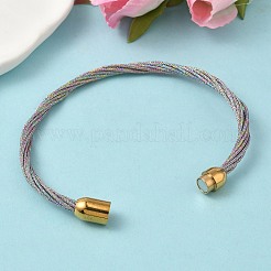 Браслеты из нержавеющей стали 304 с полиэстеровым металлическим шнуром для женщин BJEW-Z145-01G-28