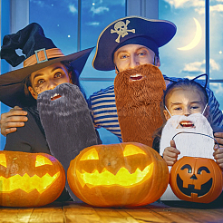 4шт. 4-х цветные искусственные усы из полиэстера&nbsp;FEPA-FH0001-01