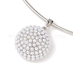 Collier à breloques en laiton avec imitation de perles ABS&nbsp;BJEW-Q350-05D-P