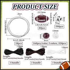 ラグビーキーホルダーのDIYキット  不透明なプラスチックビーズを含む  アクリルビーズ  鉄のキーリング  ポリエステル糸  ミックスカラー  6x6x6mm  穴：3mm&nbsp;DIY-PH0035-63