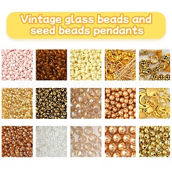 Наборы для самостоятельного изготовления браслетов из сплава и стеклянных бусин&nbsp;DIY-FS0007-77