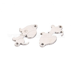 変色しない304ステンレススチールリンク/コネクター  レーザー切断  犬  ステンレス鋼色  16x8x1mm  穴：1.2mm&nbsp;STAS-S116-173P