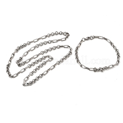 304ステンレススチールリンクチェーンブレスレット＆ネックレスジュエリーセット  カニカン付き  ステンレス鋼色  600mm&nbsp;SJEW-L199-17P