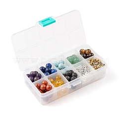 192pcs 8 Arten 10mm Edelsteinperlen Chakra Yoga Heilstein-Kits&nbsp;G-LS0001-02C