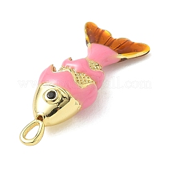 Micro en laiton de poisson pavent pendentifs zircone cubique&nbsp;X-KK-P342-14B-G04