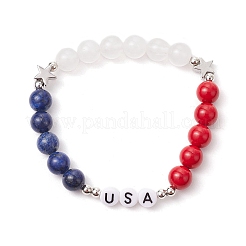 Браслеты из круглых бусин из натурального окрашенного нефрита Машан BJEW-TA00596