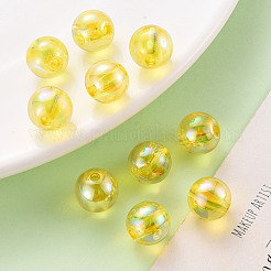 透明なアクリルビーズ  ABカラーメッキ  ラウンド  きいろ  12x11mm  穴：2.5mm  約566個/500g&nbsp;MACR-S370-B12mm-717