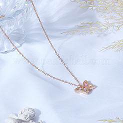 1 шт. бабочка из цинкового сплава и стекла с разноцветными звездочками внутри подвески-ожерелья для девочек&nbsp;NJEW-LP0003-26