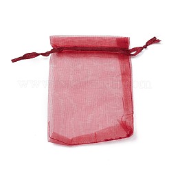 ドローストリング付きオーガンジーギフトバッグ  結婚披露宴クリスマスの好意ギフトバッグ  ポプリ用オーガンジーポーチ  暗赤色  12x9cm&nbsp;OP-R016-9x12cm-03