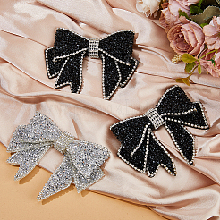 4 stücke 2 arten bowknot velet & strass kleidung patches&nbsp;DIY-HS0002-23