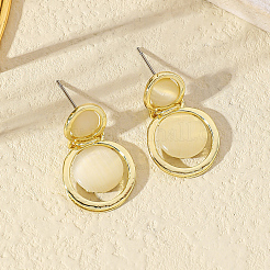 Плоские круглые серьги-гвоздики из сплава кошачий глаз DU6919