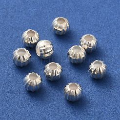 925 cuentas espaciadoras redondas corrugadas de plata de ley.&nbsp;LS-STER-K178-01B-S