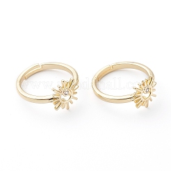 Регулируемые латунные кольца с прозрачным кубическим цирконием&nbsp;X-RJEW-Z006-H-01G