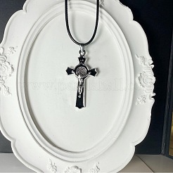 Collares con colgante de cruz crucifija de aleación esmaltada negra de estilo vintage para hombres y mujeres.&nbsp;ZV6035
