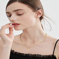1 collar con colgante de letra de acero inoxidable 304&nbsp;NJEW-LP0001-33I-G