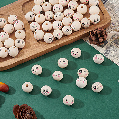 70 шт. 7 вида бусин из дерева схима&nbsp;WOOD-ME0001-16