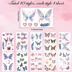 10 лист 10 цвета бабочка узор блестки боди-арт татуировки AJEW-SP0002-80