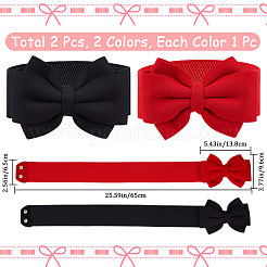 2 шт. 2-х цветный тканевый пояс-бантик с эластичной цепочкой AJEW-CP0008-11