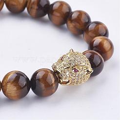 Braccialetti elastici personalizzati per uomo di grado a occhio di tigre&nbsp;BJEW-JB03154