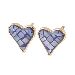 Серьги-гвоздики в форме сердца из латуни и эмали EJEW-I322-08G