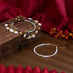 2 шт. 2 стильных браслета на ногу с бусинами хейши из богемских драгоценных камней и браслеты на ногу с кисточками из синтетической бирюзы в виде слона для женщин&nbsp;AJEW-PH0007-45A