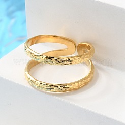 Ионное покрытие (ip) 304 нержавеющая сталь двойная линия открытое манжетное кольцо для женщин X-RJEW-S405-200G