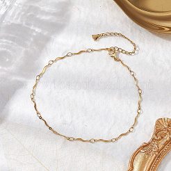 Chaînes de cheville à maillons ondulés en acier inoxydable 304 pour femmes&nbsp;AJEW-AN00626
