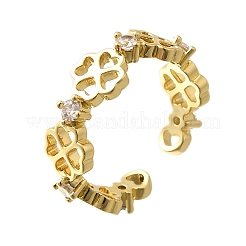 Манжеты из латуни с микро паве кубический цирконий для женщин&nbsp;RJEW-Q008-01G-01