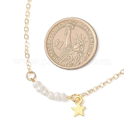 Женские ожерелья из латунного кабеля с подвеской в виде звезды из сплава и натурального пресноводного жемчуга в форме картофеля&nbsp;NJEW-JN05788