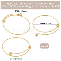 6 pieza de brazalete ajustable de alambre de acero inoxidable 304.&nbsp;MAK-BBC0001-24C-G