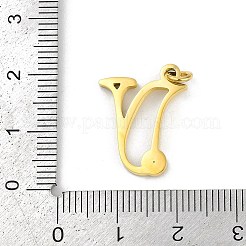 304ステンレスペンダント  キュービックジルコニア付き  丸カン付き文字チャーム  18KGP本金メッキ  V字  19x16x2mm  穴：3mm&nbsp;LS-STAS-R137-01G-V