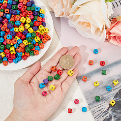 Бусины-кубы из окрашенного дерева WOOD-WH0025-82