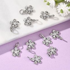 シーグレース バレンタインデー 真鍮製クリアキュービックジルコニアチャーム  花のチャーム  カドミウムフリーと鉛フリー＆ニッケルフリー  プラチナメッキ  8.5x7x2mm  穴：2.5mm&nbsp;XGRQ3P737-577P