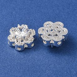 Messing Micro Pave klare Zirkonia Perlen&nbsp;CU-CBAEC99-32S-01