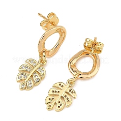 Orecchini pendenti in ottone micro pavé di zirconi cubici trasparenti per donna&nbsp;EJEW-JE07500