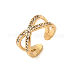 Anillos abiertos de acero inoxidable 304 con rhinestone para mujer&nbsp;RB-CBA2039-02G-01